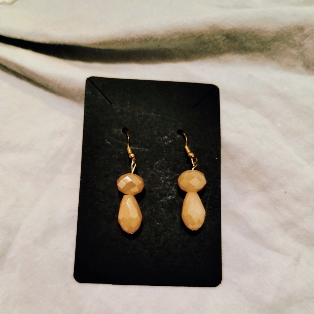 Golden tan rhinestone Dangle earrings